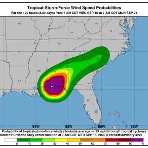 Map of hurricane path