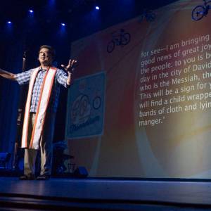 Rodger Nishioka preaches at the opening worship of the 2016 Presbyterian Youth Triennium. (Photo by Gregg Brekke)