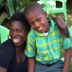 Paul Sinette Pierre with her son, Carlins, 10. (Photo by Cindy Corell)