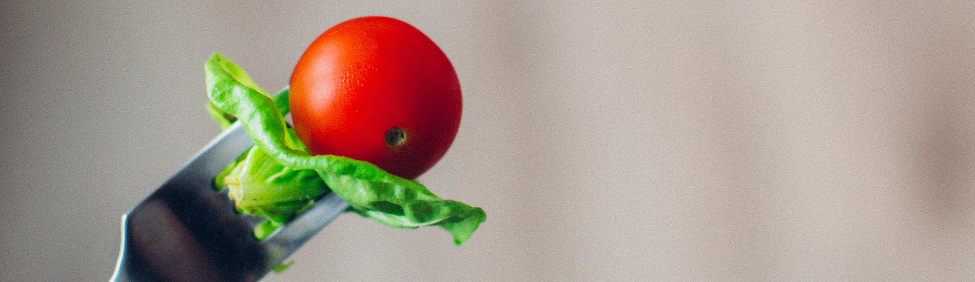 Image of a fork with lettuce and a tomato