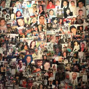 Close-up of Twin Towers victims, photo wall at World Trade Center Museum.