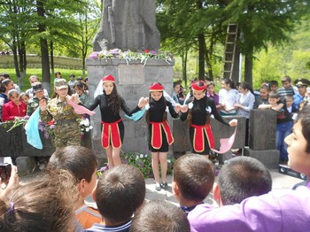 Young girls dancing in traditional dress