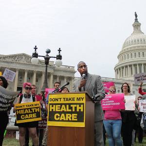 Jimmie Hawkins speaks outside the U.S. Capitol