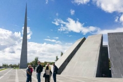 Presbyterians visited the Armenian Genocide Museum and Tsitsernakaberd Memorial Complex in Yerevan as part of the Discover Armenia mission trip with the Jinishian Memorial Program in 2015. The 44-meter spire symbolizes survival and rebirth. (Photo by Tanya Karimi)