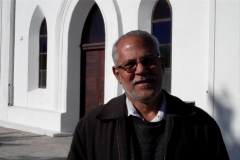 The Rev. Pieter Grove, moderator of URCSA’s Cape Synod, outside Sarepta Uniting Reformed Church (Photo by Dr. Douglas Tilton)