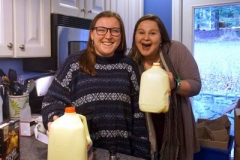 Students Paige Maconochie, Columbia Seminary, and Leigh DeVries, Princeton Seminary, prepare to serve campus ministers during the 2017 College Conference at Montreat. (Photo by Emily Enders Odom)