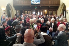 The laying on of hands at the Rev. Terilyn Lawson’s installation service, October 23, 2016. (Photo by Larry Greenslit)