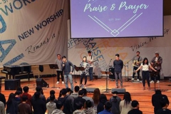 John Park leads a KCPC:LiVE worship service at the Korean Community Presbyterian Church of Atlanta. Park leads a ministry for about 120 junior-high students. (Courtesy of Hongjae Yoo)