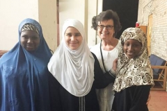 Melanie Rodenbough and young women at the Islamic Center mosque in Greensboro, North Carolina. Rodenbough, who chairs a justice and peacemaking ministry at Guilford Park Presbyterian Church, has been working on building relationships and friendships with Muslims. (Photo courtesy of Melanie Rodenbough)