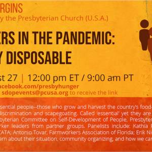 graphic with farmworker webinar info