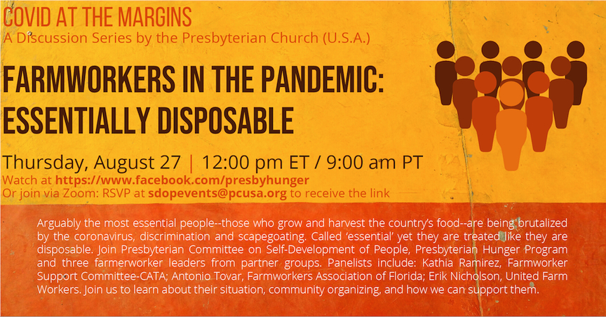 graphic with farmworker webinar info