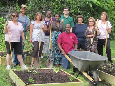 Nathan with gardeners