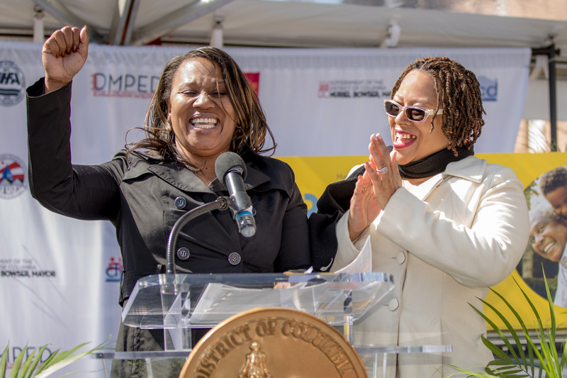 two women celebrating